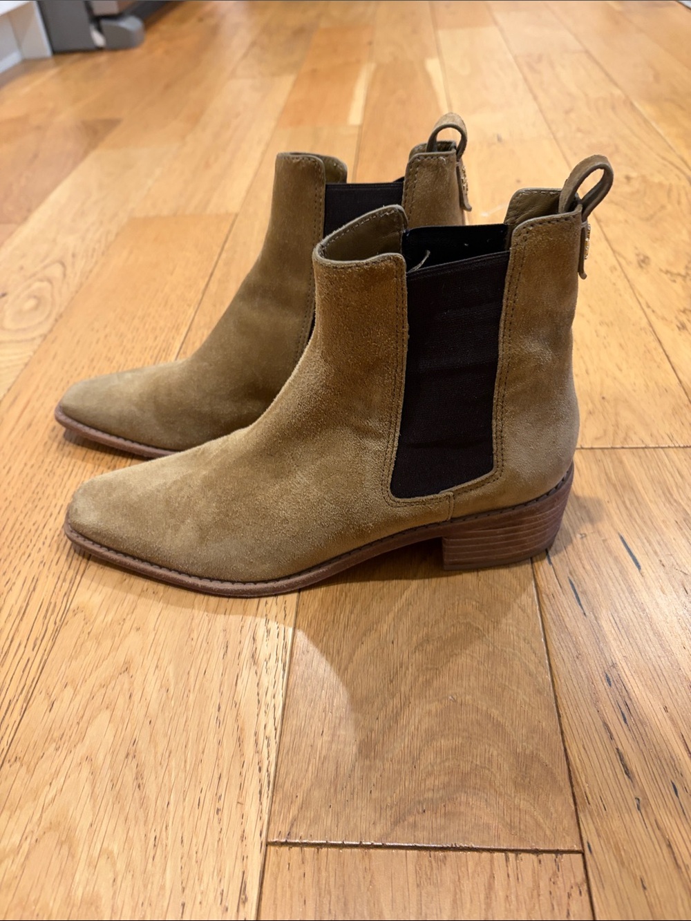 Tory Burch Suede Chelsea Booties in Tan